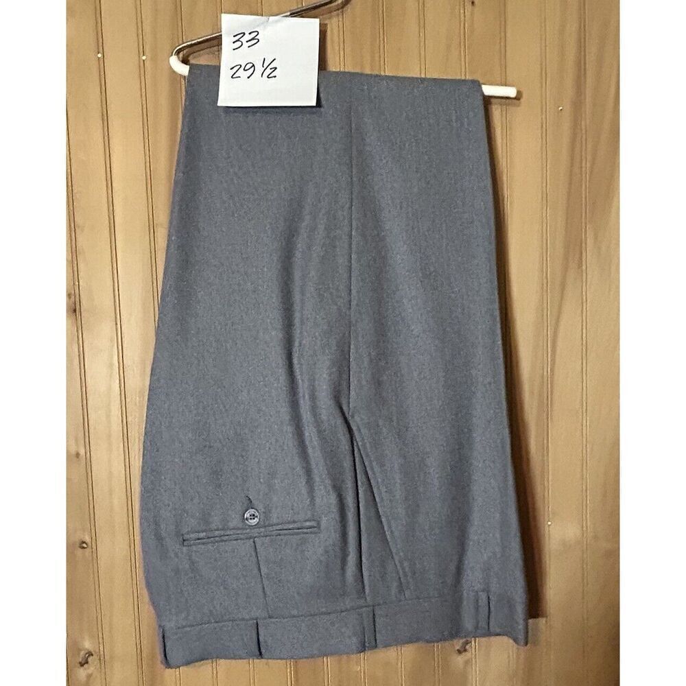 HUBBARD Made in USA Men's Flat Front Gray Dress Pants 33 x 29.5